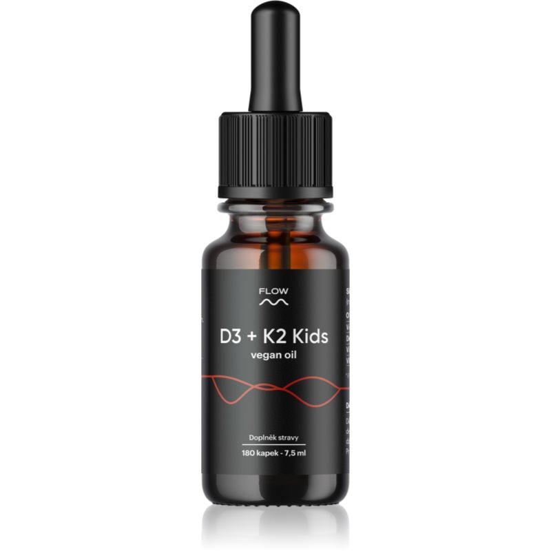 Flow D3 + K2 Kids Vegan Oil kapky pro podporu imunity a optimální růst i vývin kostí pro děti 7.5 ml