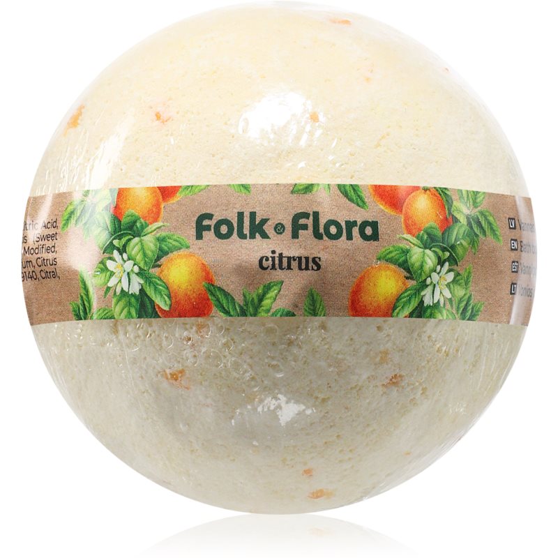 Folk & Flora Citrus koupelová bomba s osvěžujícím účinkem 130 g