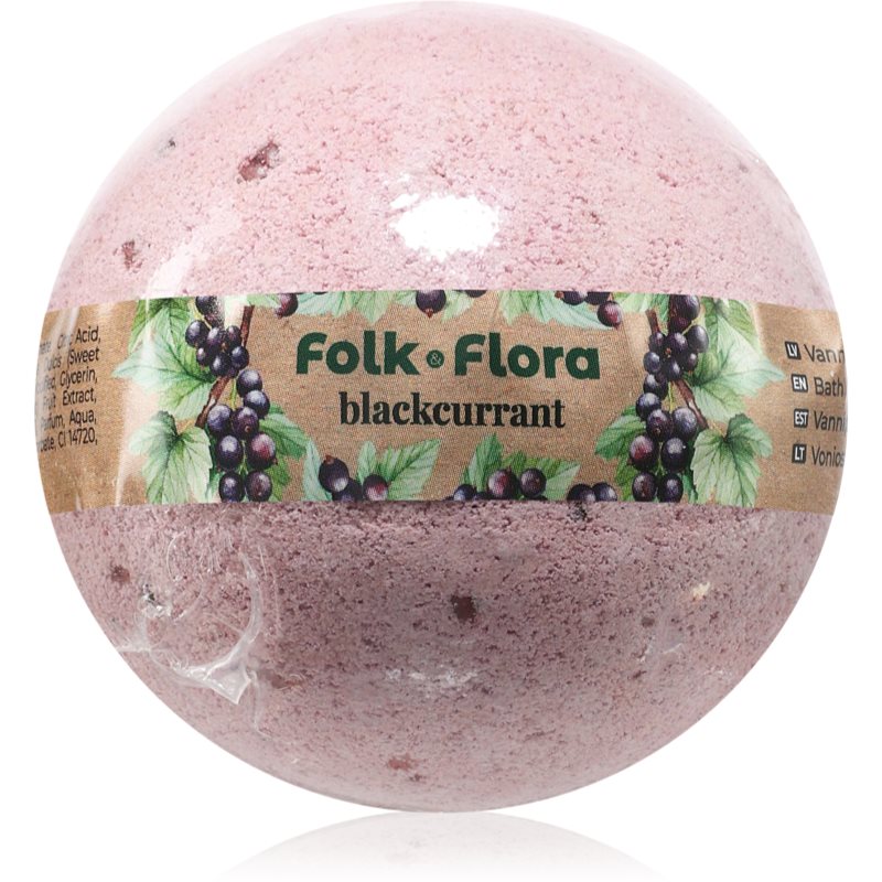 Folk & Flora Blackcurrant koupelová bomba s osvěžujícím účinkem 130 g