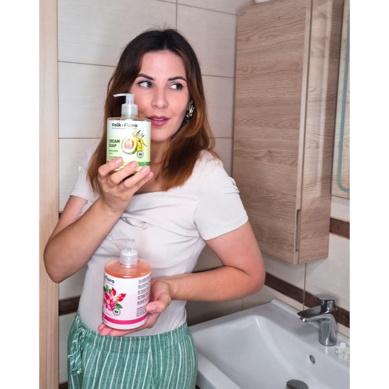 Folk & Flora Rosehip & Hawthorn krémové tekuté mýdlo pro citlivou pokožku 500 ml (obrázek 4)