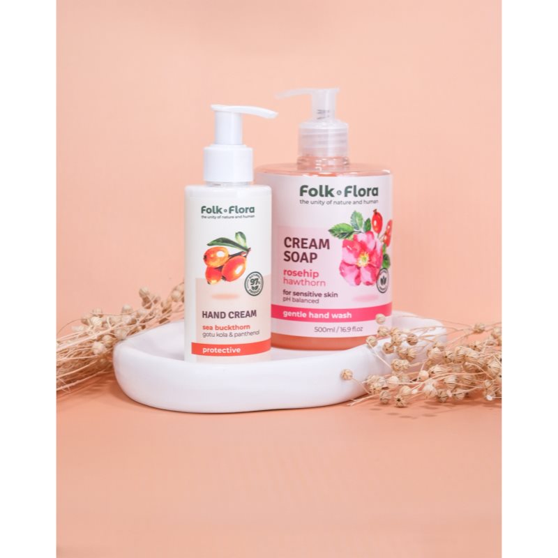 Folk & Flora Rosehip & Hawthorn krémové tekuté mýdlo pro citlivou pokožku 500 ml (obrázek 5)