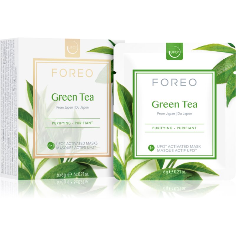 FOREO UFO™ Green Tea освіжаюча та заспокоююча маска 6 X 6 гр