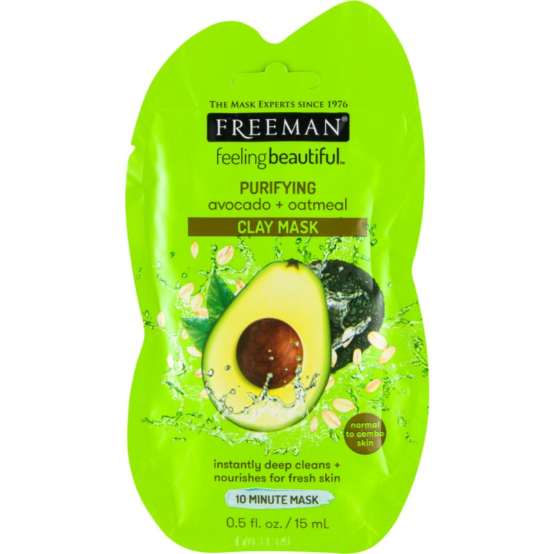 Freeman Feeling Beautiful masque visage au kaolin pour un nettoyage en profondeur Avocado & Oatmeal 15 ml