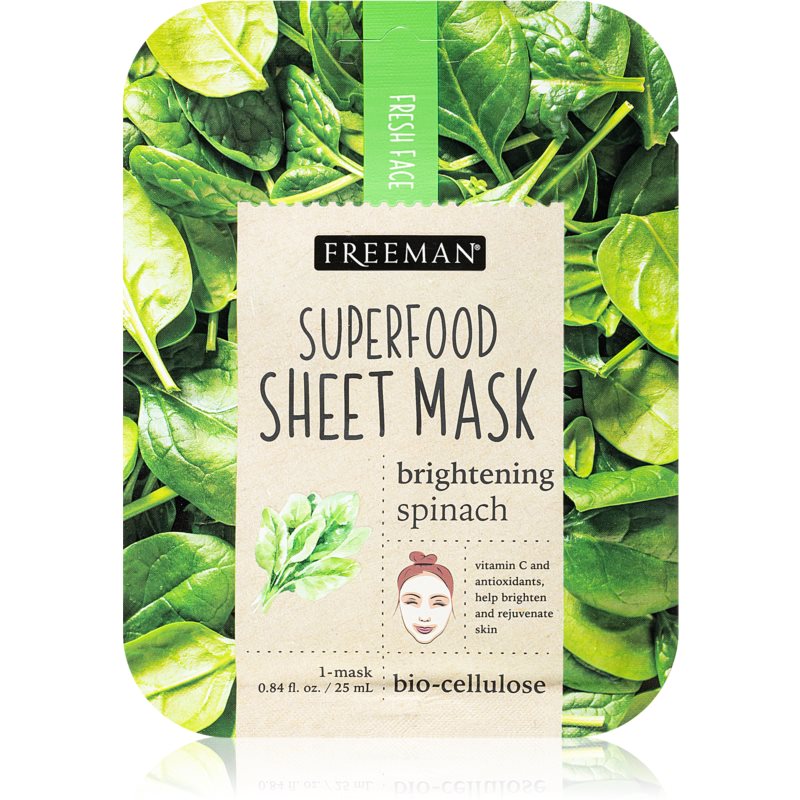 Freeman Superfood Spinach освітлювальна косметична марлева маска 25 мл