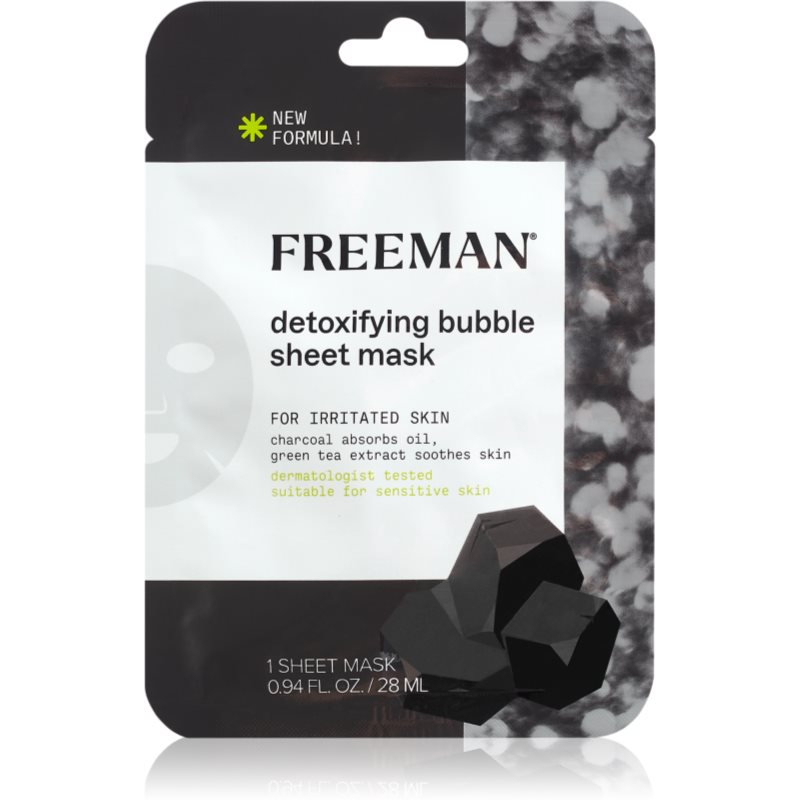 Freeman Freeman Essentials Charcoal & Green Tea υφασμάτινη μάσκα αποτοξίνωσης για λιπαρή επιδερμίδα 28 ml