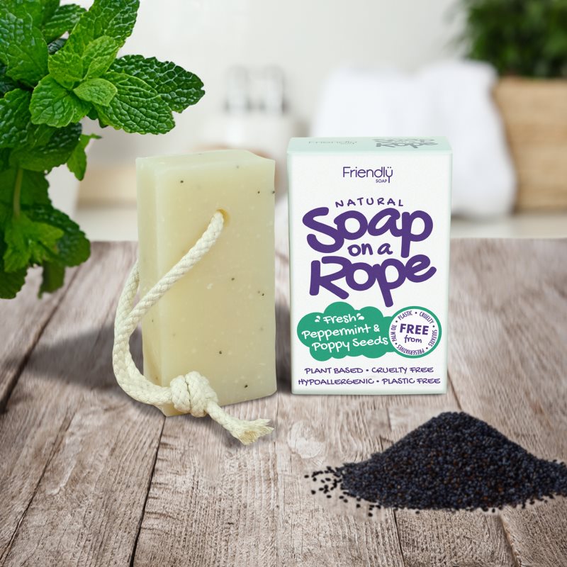 Friendly Soap Soap on a Rope Peppermint & Poppy Seeds přírodní mýdlo na šňůrce 95 g (obrázek 3)