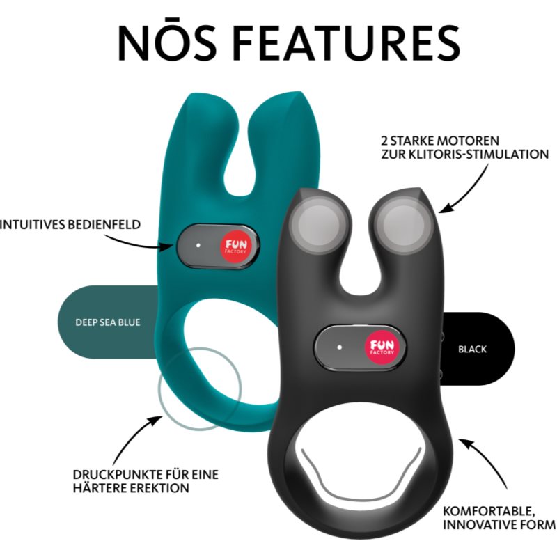 Fun Factory NOS Anneau Pénien à Vibrations Deep Sea Blue 8 Cm