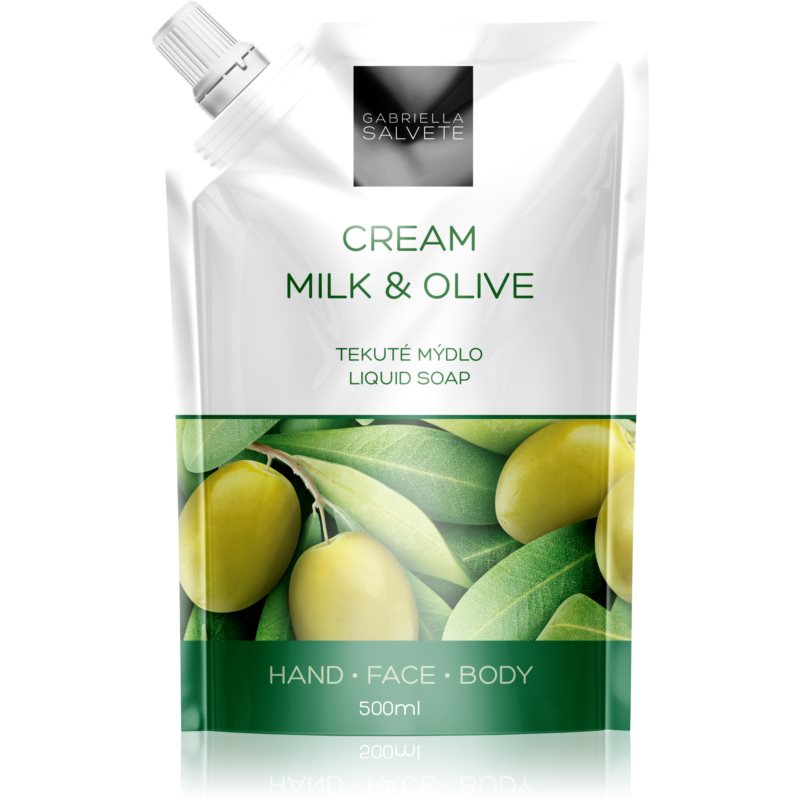 Gabriella Salvete Liquid Soap Cream Milk & Olive tekuté mýdlo na tvář, ruce a tělo náhradní náplň 500 ml