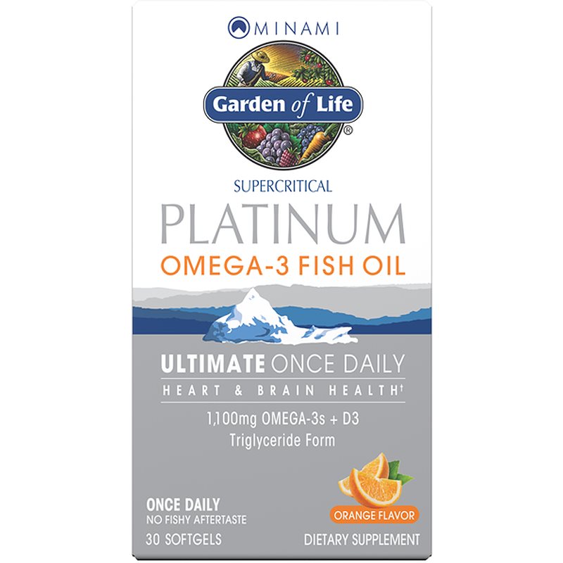 Garden of Life Minami Platinum Omega-3 Fish Oil měkké tobolky pro normální činnost nervové soustavy příchuť Orange 30 cps