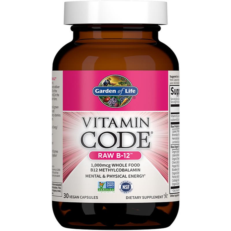 Garden of Life Vitamin Code RAW Vitamin B12 kapsuly na normálnu činnosť nervovej sústavy a pre krásnu pleť 30 cps