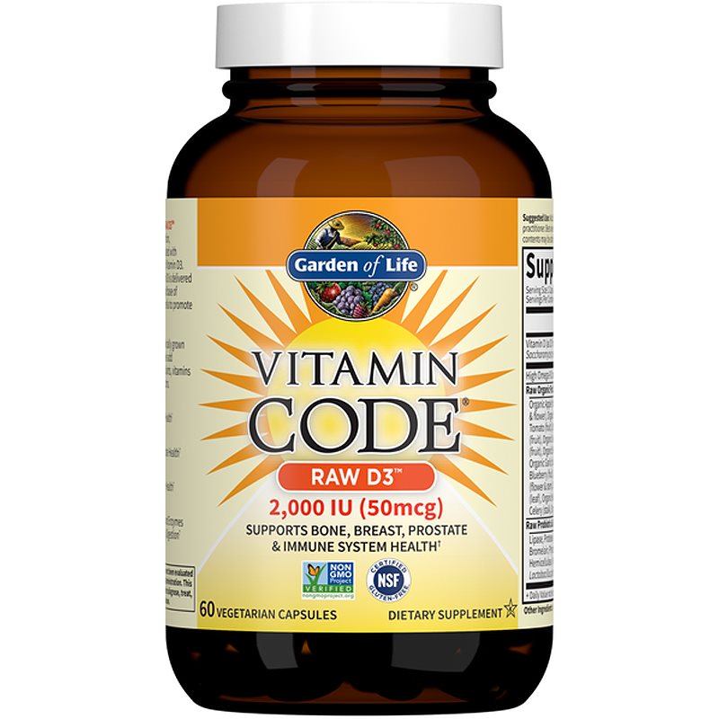 Garden of Life Vitamin Code RAW D3 2000 I.U. kapsuly na podporu imunitného systému a pre normálny stav zubov 60 ks