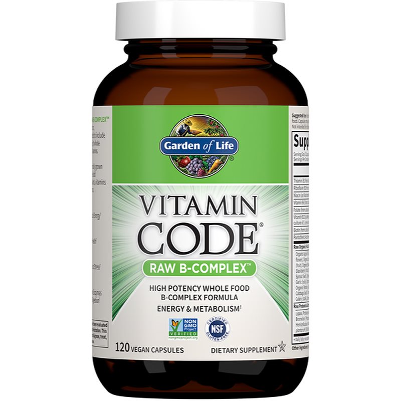 Garden of Life Vitamin Code RAW B-Complex kapsuly na normálnu činnosť nervovej sústavy a pre krásnu pleť 120 cps