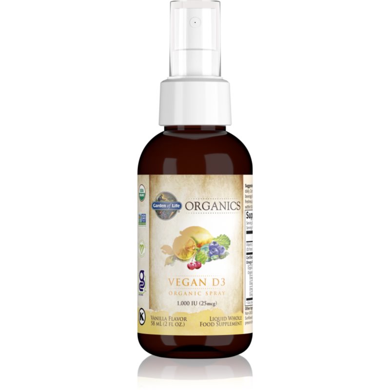 Garden of Life Organics Vegan D3 sprej s vitamínom D príchuť Vanilla 58 ml