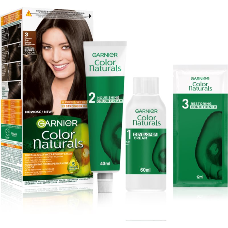 Garnier Color Naturals Creme Hårfärg Skugga 3 Ciemny Brąz 1 st. female