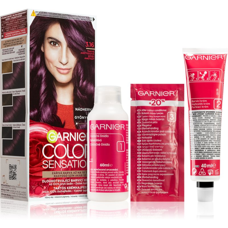 Garnier Color Sensation 40 ml farba na vlasy pre ženy 3,16 Deep Amethyste na všetky typy vlasov; na farbené vlasy