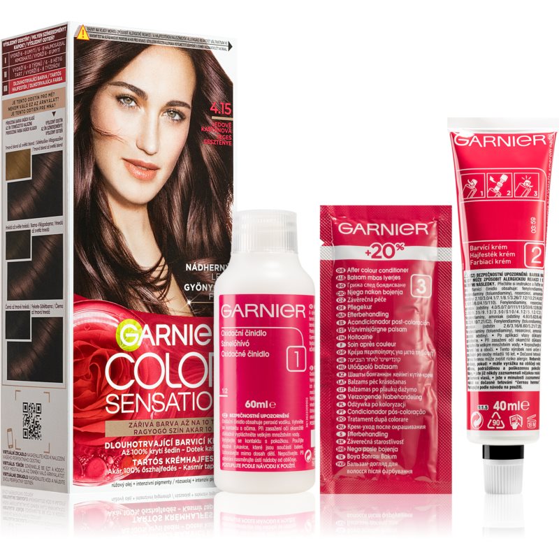 Garnier Color Sensation 40 ml farba na vlasy pre ženy 4,15 Icy Chestnut na všetky typy vlasov; na farbené vlasy