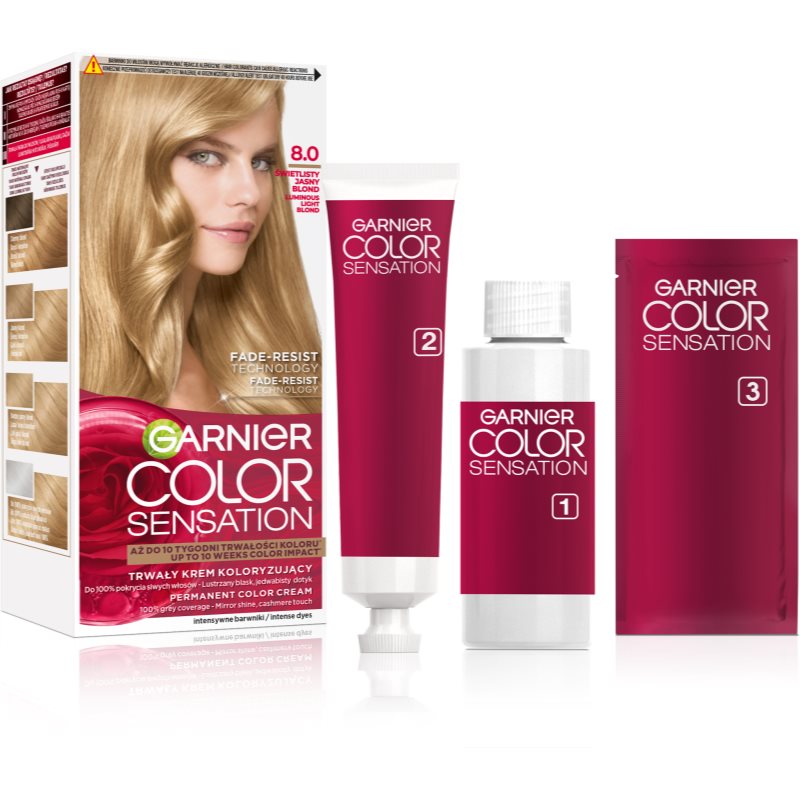 Garnier Color Sensation Hårfärg Skugga 8.0 Świetlisty Jasny Blond 1 st. female