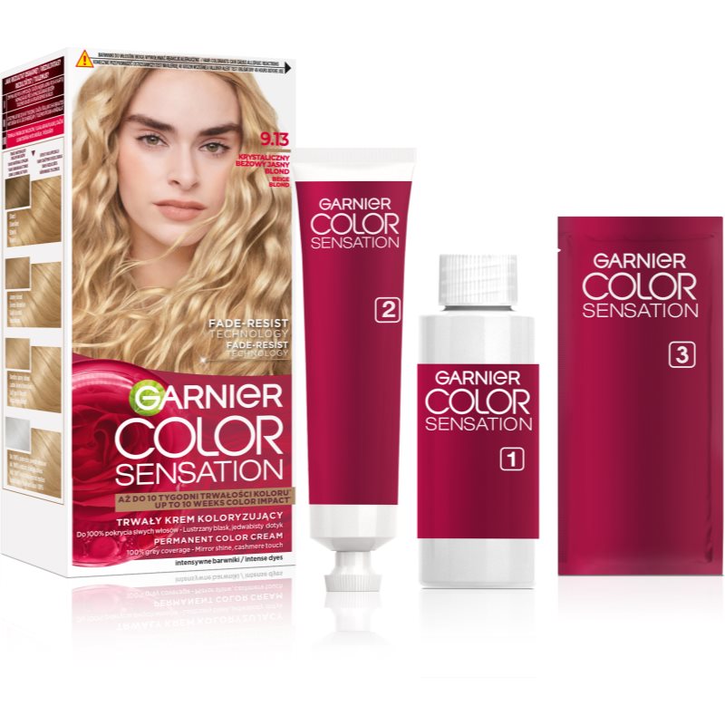 Garnier Color Sensation Hårfärg Skugga 9.13 Krystaliczny Beżowy Jasny Blond 1 st. female