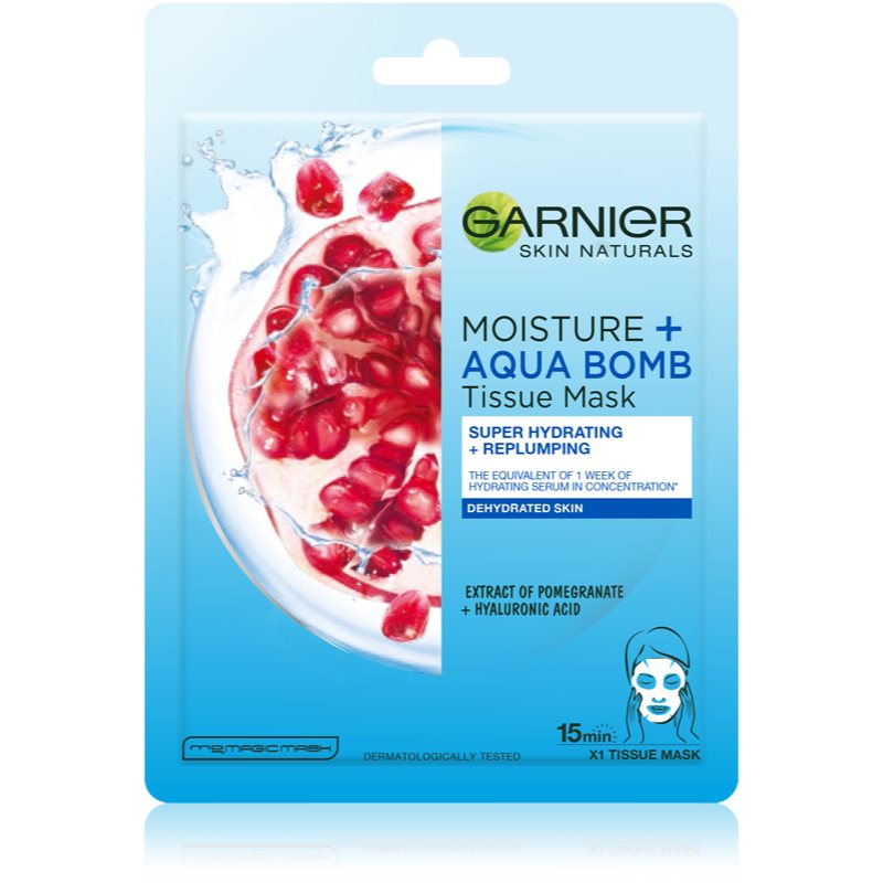 

Garnier Skin Naturals Moisture+Aqua Bomb супер зволожуюча заповнююча текстильна маска для обличчя