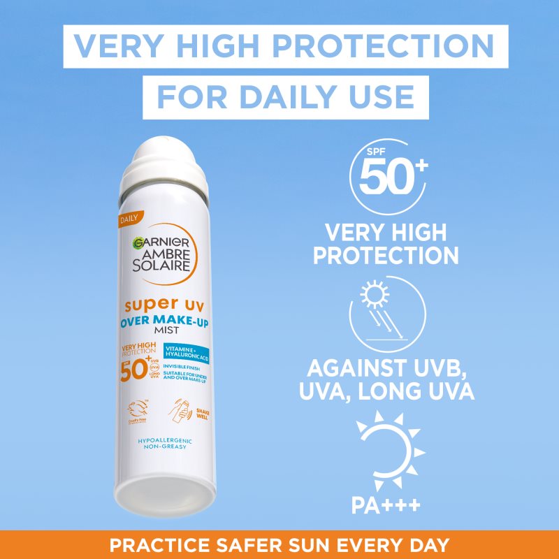 Garnier Ambre Solaire Super UV Brume Visage Haute Protection Solaire SPF 50 75 Ml