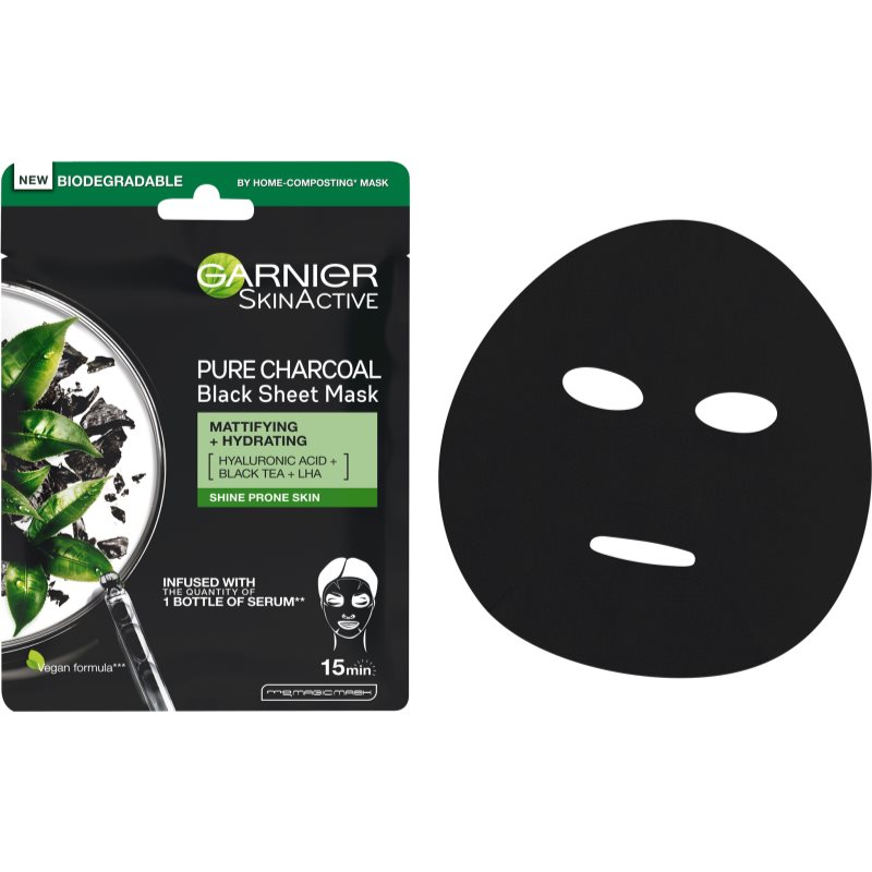 Garnier Skin Naturals Pure Charcoal Black Sheet Mask With Black Tea Extract 28 G