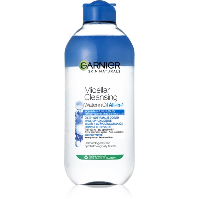 Garnier Skin Naturals Kétfázisú 3in1 ápoló micellás víz, érzékeny szemre 400 ml