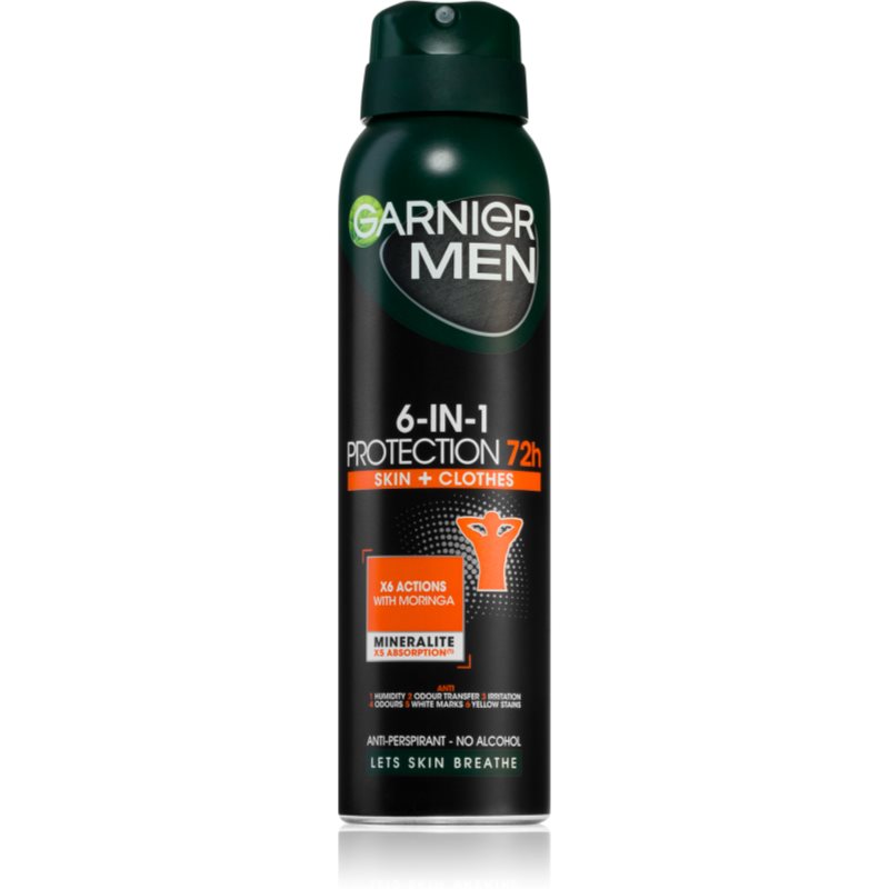 Garnier Men 6-IN-1 Protection 72h 150 ml antiperspirant pre mužov deospray