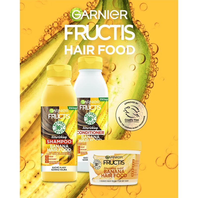 Garnier Fructis Banana Hair Food поживна маска для сухого волосся 390 мл