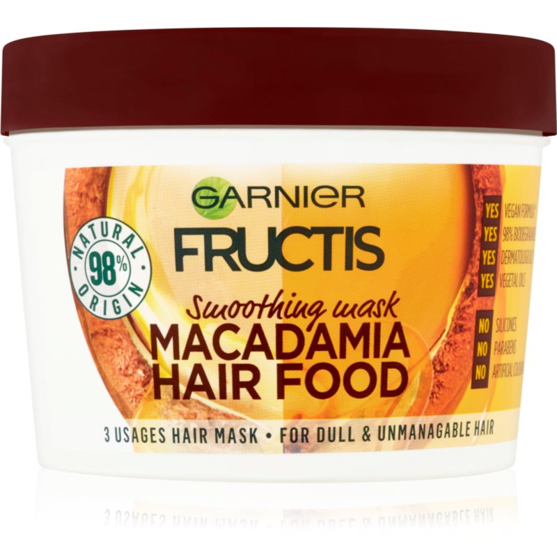 Garnier Fructis Macadamia Hair Food masque lissant pour cheveux indisciplinés 390 ml