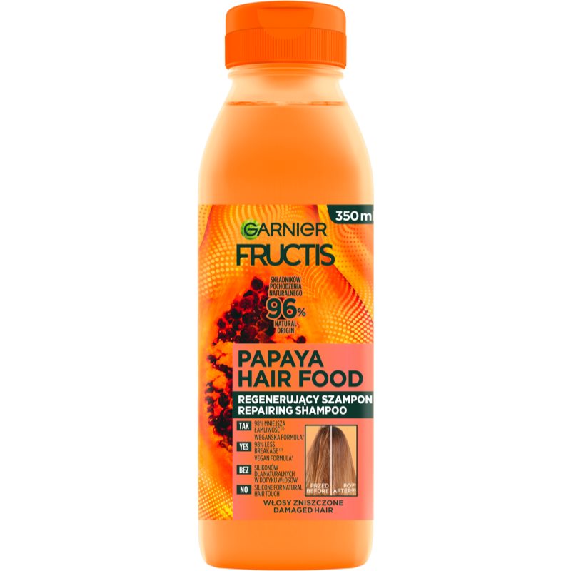 Garnier Fructis Papaya Hair Food szampon regenerujący do włosów zniszczonych 350 ml