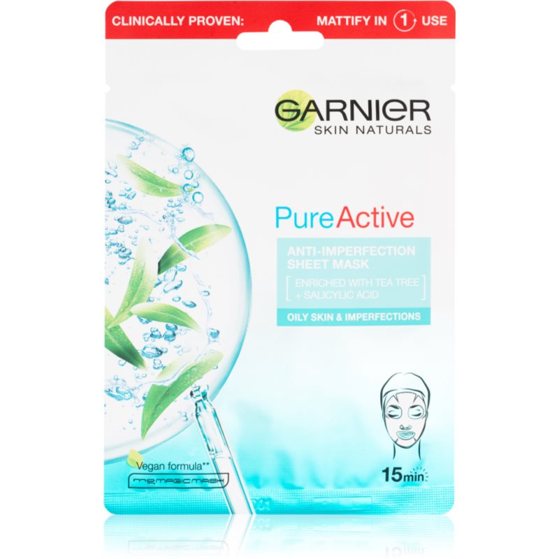 E-shop Garnier Skin Naturals Pure Active plátýnková maska s čisticím efektem 28 g