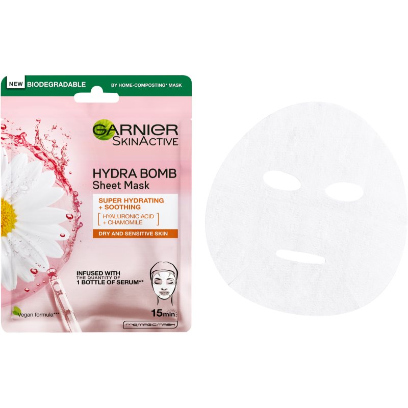 Garnier Skin Naturals Moisture+Comfort супер зволожуюча заспокоююча текстильна маска для сухої та чутливої шкіри 28 гр