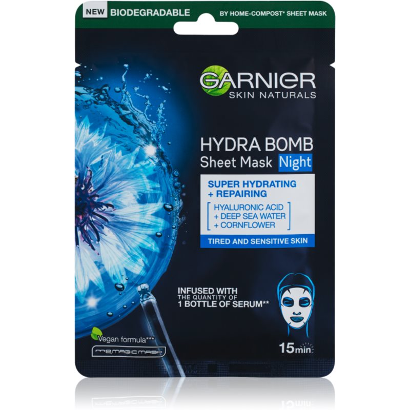 E-shop Garnier Skin Naturals Hydra Bomb vyživující plátýnková maska na noc 28 g