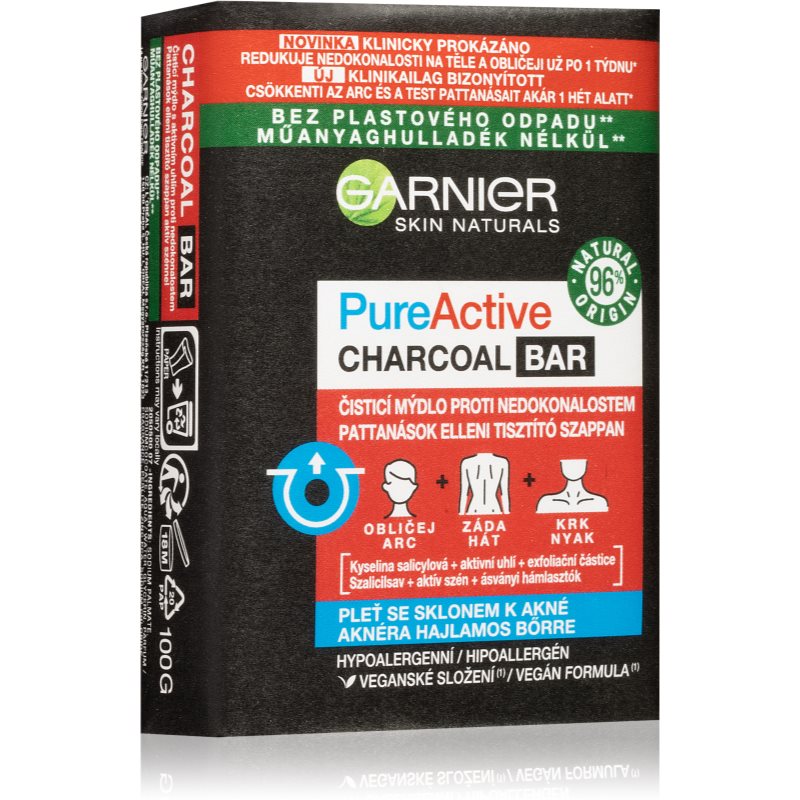 Фото - Засіб для очищення обличчя і тіла Garnier Pure Active Charcoal mydło oczyszczające 100 g 