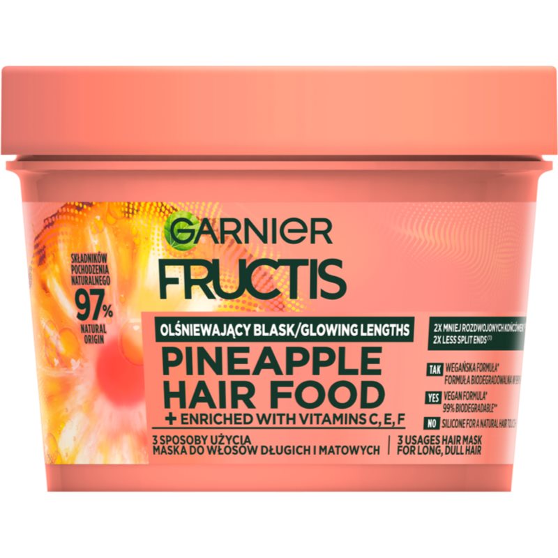 Garnier Fructis Pineapple Hair Food Maske für die Haare für trockene Haarspitzen 400 ml