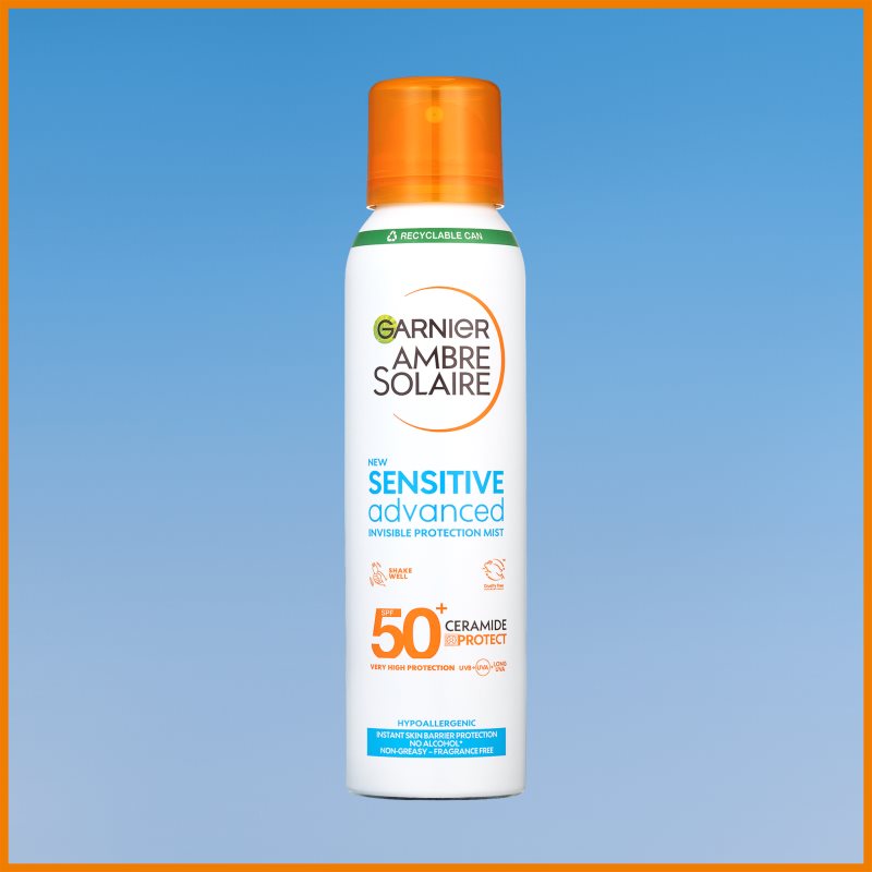 Garnier Ambre Solaire Sensitive Advanced емульсія для засмаги у вигляді спрею для дуже сухої шкіри SPF 50+ 150 мл