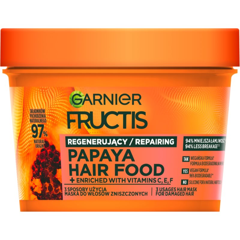 Garnier Fructis Papaya Hair Food maseczka regenerująca do włosów zniszczonych 400 ml