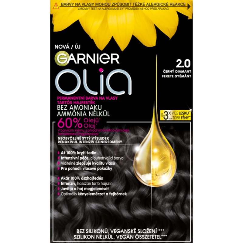 Garnier Olia Big Kit coloration cheveux permanente teinte 2.0 Black Diamond