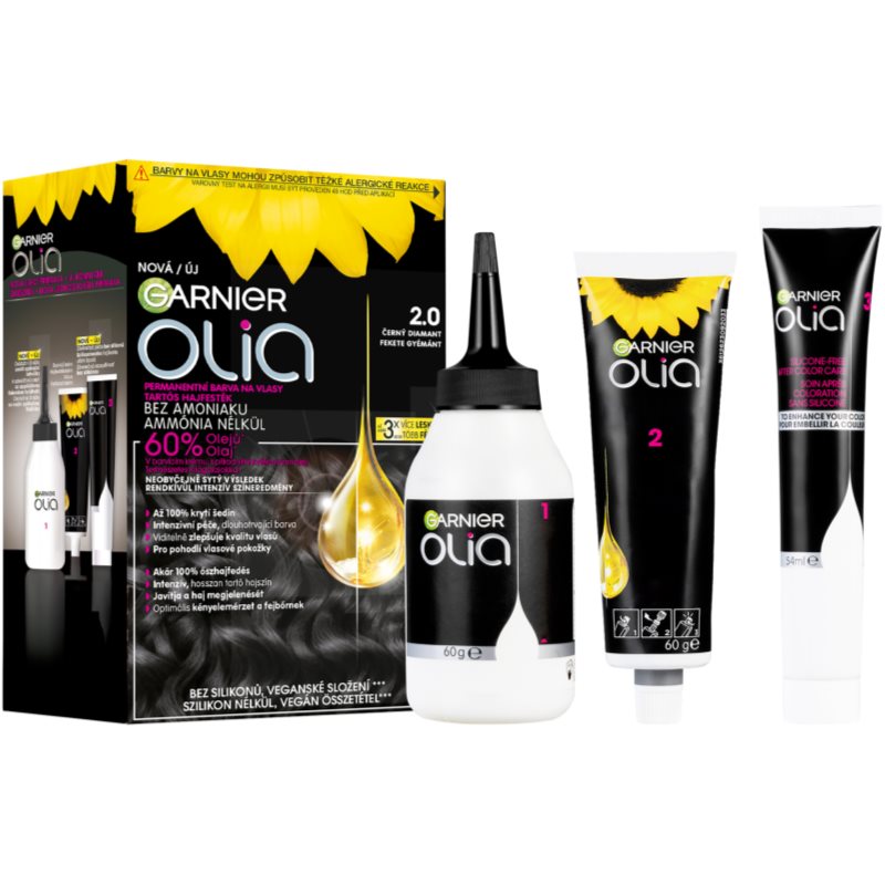 Garnier Olia Big Kit coloration cheveux permanente teinte 2.0 Black Diamond