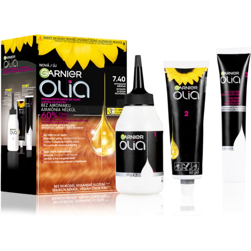 Garnier Olia Big Kit coloration cheveux permanente teinte 7.40 Intense Copper 1 pcs