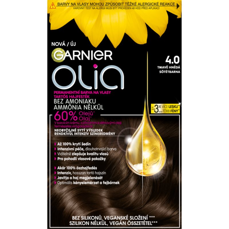 Garnier Olia Big Kit tartós hajfesték árnyalat 4.0 Dark Brown 1 db