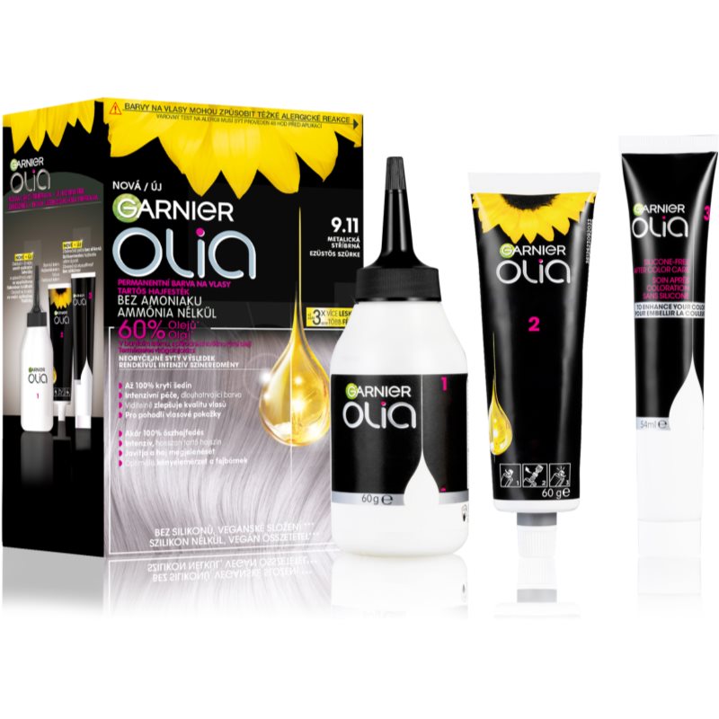 Garnier Olia Big Kit coloration cheveux permanente teinte 9.11 Silver Smoke 1 pcs