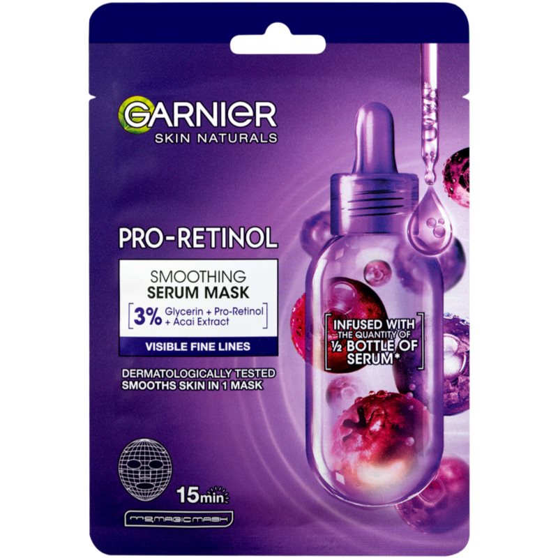 Garnier Textil Masks Pro-Retinol masque en tissu lissant au rétinol 22 g