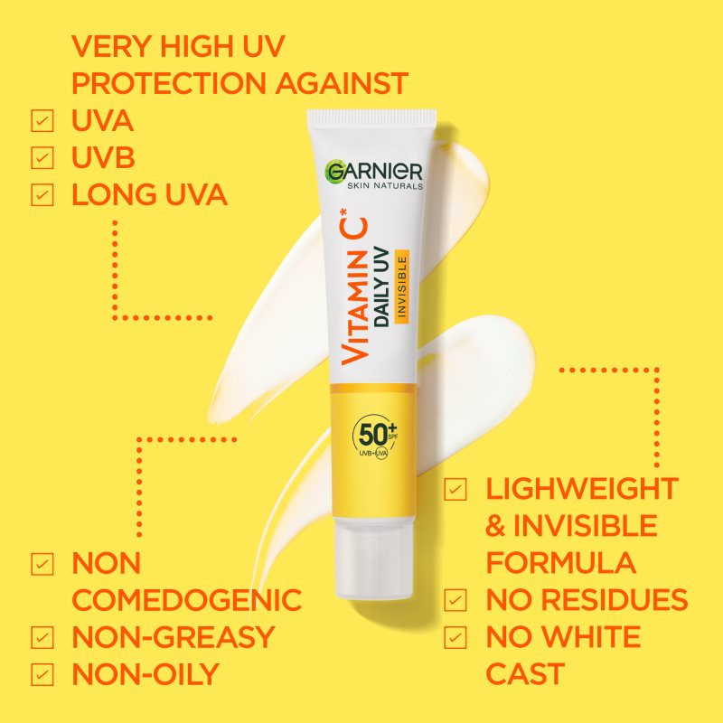 Garnier Skin Naturals Vitamin C Invisible флюїд з ефектом вирівнювання SPF 50+ 40 мл
