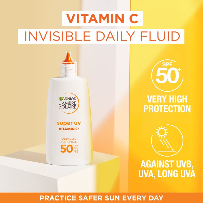 Garnier Ambre Solaire Super UV легкий захисний флюїд проти пігментних плям з вітаміном С SPF 50+ 40 мл