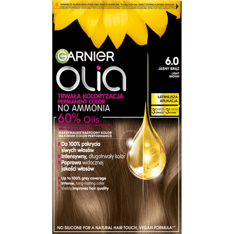 Garnier Olia Big Kit Permanent-Haarfarbe Farbton 6.0 Light brown . 1 Stk