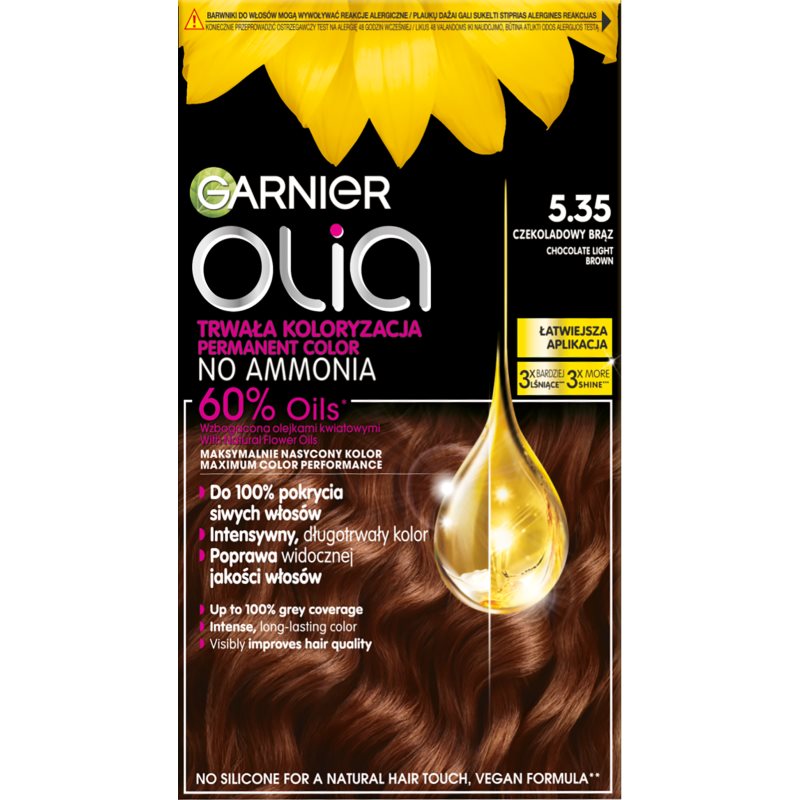 Garnier Olia Big Kit trwała farba do włosów odcień 5.35 Chocolate Light Brown