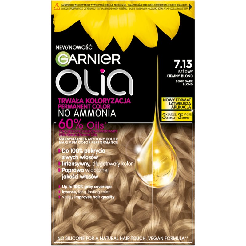 Garnier Olia Big Kit tartós hajfesték árnyalat 7.13 Beige Dark Blond 1 db