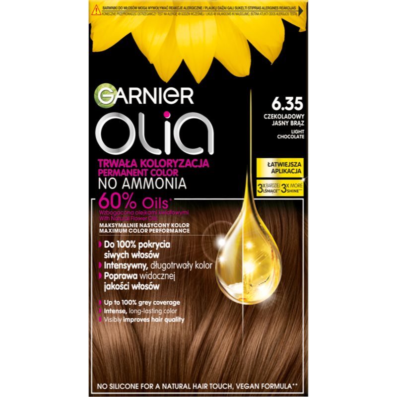 Garnier Olia Big Kit Permanent-Haarfarbe Farbton 6.35 Light Chocolate . 1 Stk