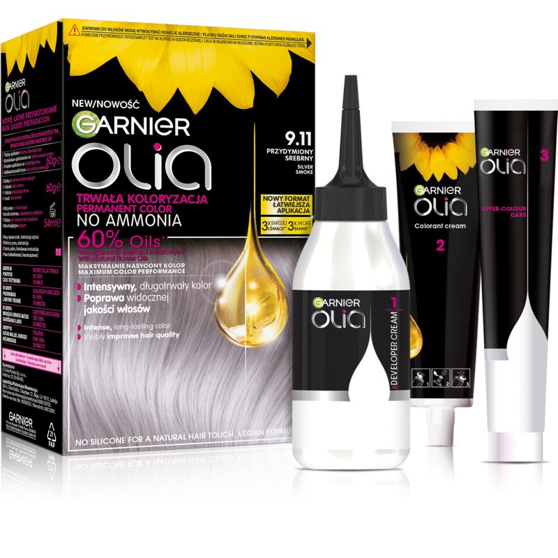 Garnier Olia Big Kit Permanent hårfärgningsmedel Skugga 9.11 Przydymiony Srebrny 1 st. female